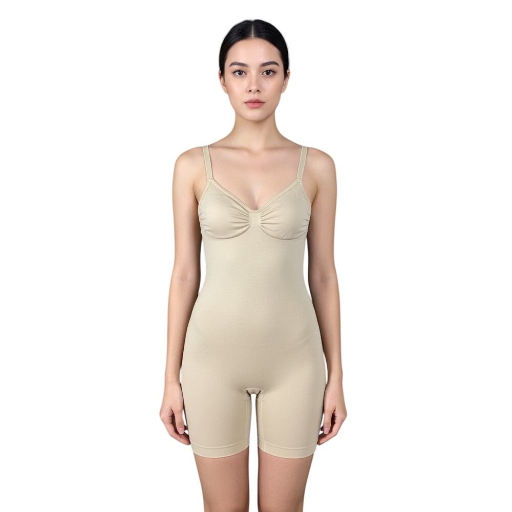SKIMS Seamless Sculpt Mid-Thigh Bodysuit Sand Nude Size S NWOT
